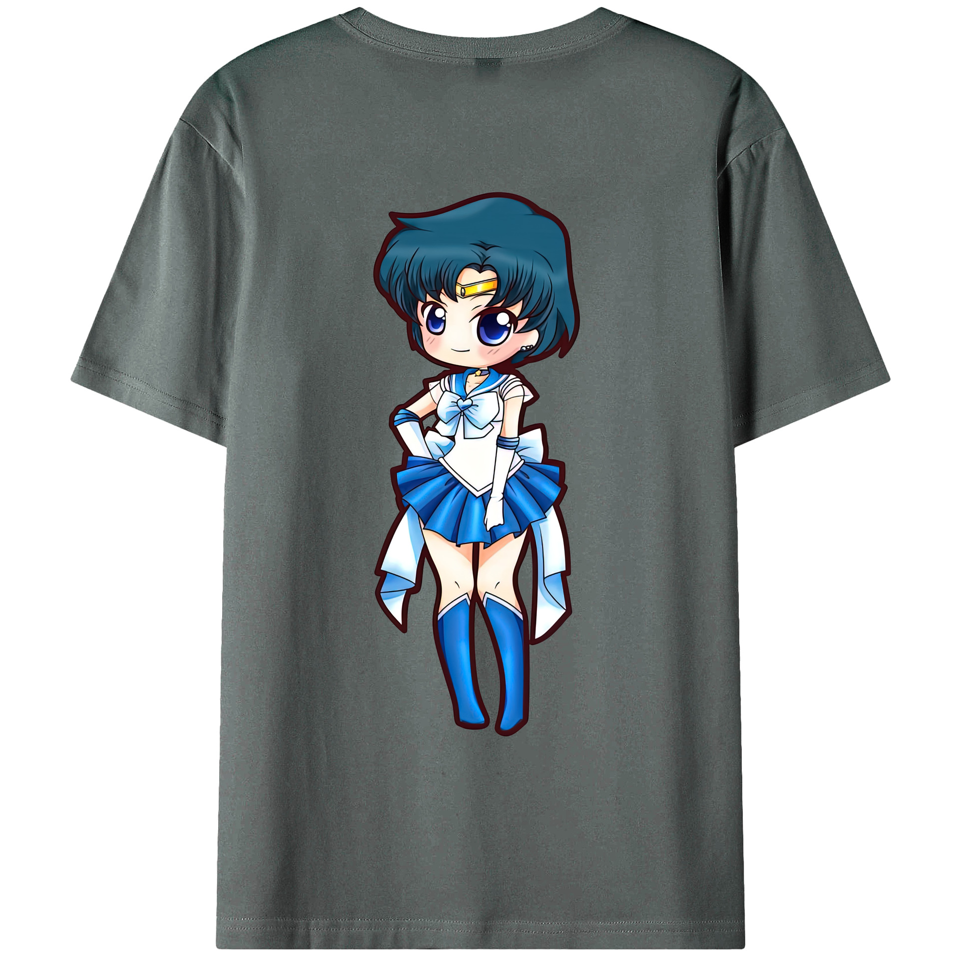 （画像用） 美少女戦士セーラームーン 水野 亜美 みずの あみ Sailor Moon Mizuno Ami 綿100％ メンズ半袖Tシャツ（バックプリント） 通気性